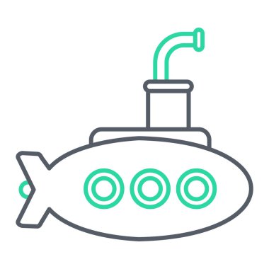 Denizaltı simgesi beyaz arka plan üzerinde izole anahat tarzı. Askeri sembolü