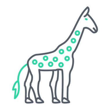 Çizgi film tarzında beyaz arkaplanda izole edilmiş zürafa ikonu. hayvan sembolü çizimi.