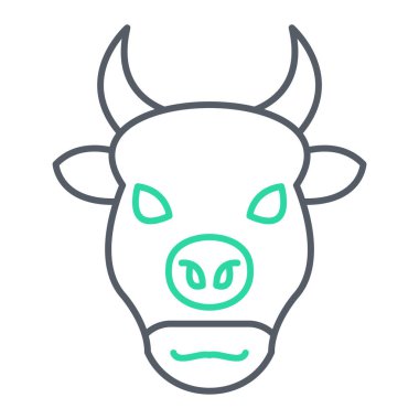 inek yüz çizgisi simgesi, vektör illüstrasyonu