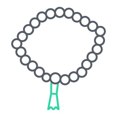 kolye vektör simgesi. Taslak el, tespih bileziğini tutuyor. izole kontur sembolü