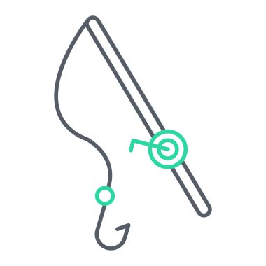 Balık kancası ikonu. Web için balık vektör simgelerinin özet çizimi