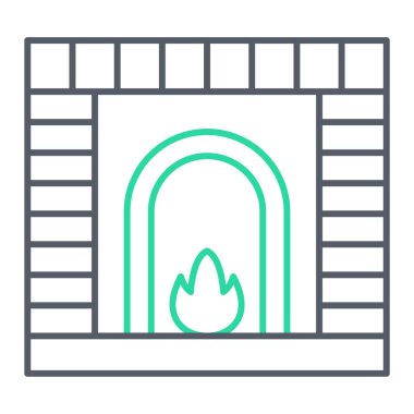 Şömine ikonu. Ağ için ateş vektörü simgelerinin özet çizimi