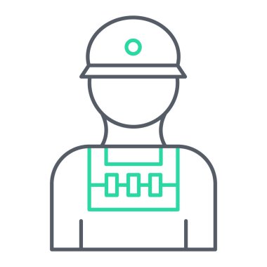 Kask ikonlu işçi. Web için oluşturucu vektör simgelerinin özet çizimi