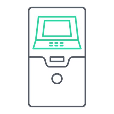 ATM makine simgesi. Web için dizüstü bilgisayar vektör simgelerinin özet çizimi