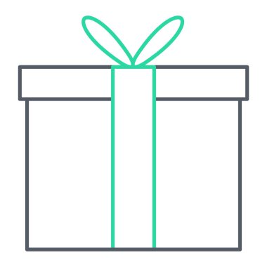 Hediye kutusu simgesi. Beyaz arkaplanda izole edilmiş web tasarımı için mevcut vektör simgelerinin basit çizimi