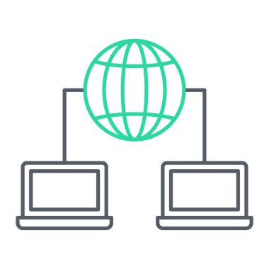 Genel ağ çizgisi simgesi, vektör illüstrasyonuna sahip dizüstü bilgisayar