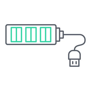 usb kablo simgesi vektörü. İnce çizgi işareti. izole edilmiş sınır sembolü çizimi