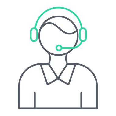 Çağrı Merkezi operatörü simge vektör çizim tasarım