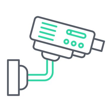 Video kamera simgesi. outline cctv sistem vektör çizgisi stok sembolü tasarımı