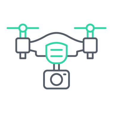 İHA vektör simgesi. Çizgi düz çizim. 10 saniye.