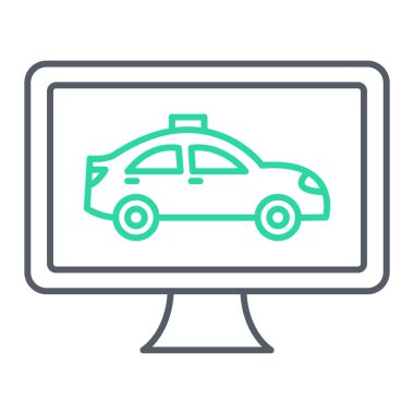 Araba servisi ikonu. Web için taksi aracı vektör simgelerinin özet çizimi