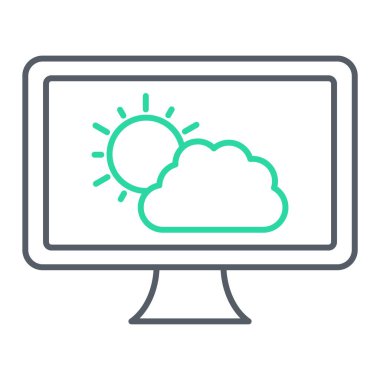 Bulut hesaplama simgesi. Web için dizüstü bilgisayar vektör simgelerinin özet çizimi