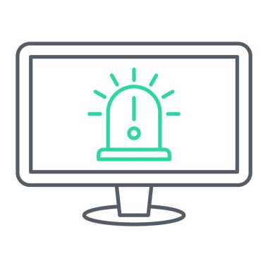 Ünlem sembollü bilgisayar monitörü. vektör illüstrasyonu