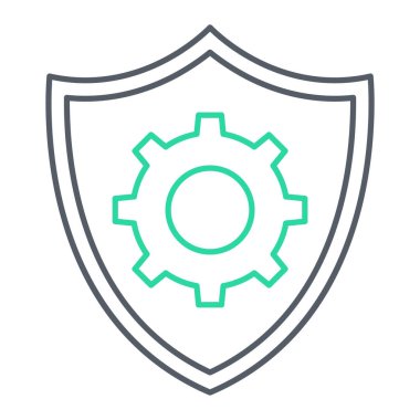 Kalkan ve vites simgesi. Web için kimlik vektör simgelerinin özet çizimi