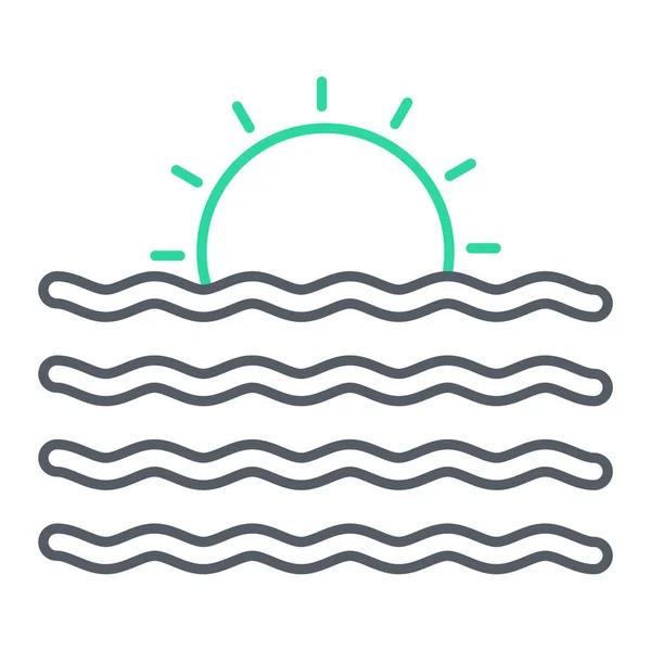 Sea Beach Icon Outline Illustration Sun Vector Symbol Web — ストックベクタ
