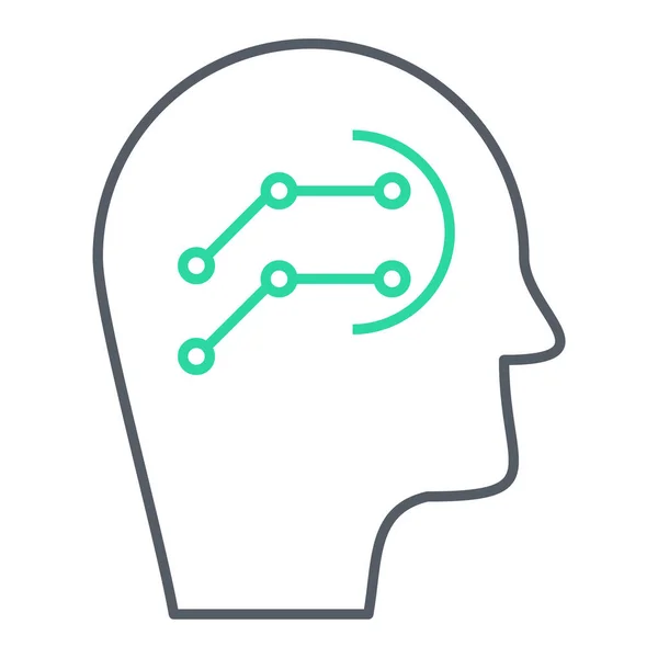 脳のアイコンを持つ人間の頭 ウェブ用の男性のベクトルアイコンの概略図 — ストックベクタ