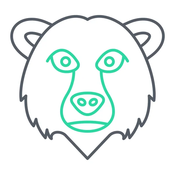 クマの頭のラインアイコン — ストックベクタ