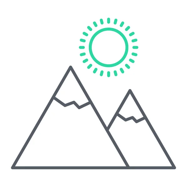 Mountains Icon Flat Style Vector Illustration Isolated White Background — стоковый вектор