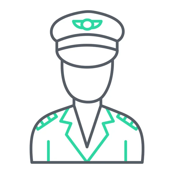 Pilot Icon Outline Policeman Vector Illustration Isolated White Background — Stockvektor