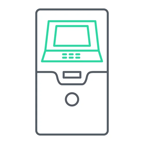 Icône Machine Atm Illustration Contour Des Icônes Vectorielles Ordinateur Portable — Image vectorielle
