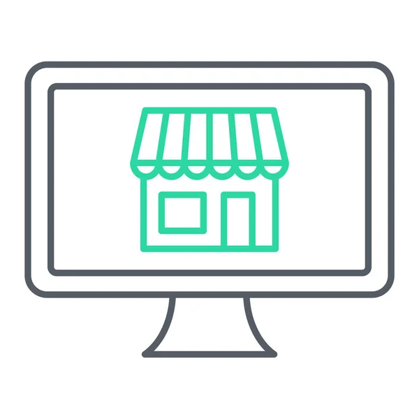 Store Shop Icon Outline Illustration Laptop Vector Icons Web — 스톡 벡터