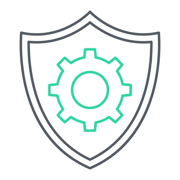 Shield Gear Icon Outline Illustration Badge Vector Icons Web — Vetor de Stock