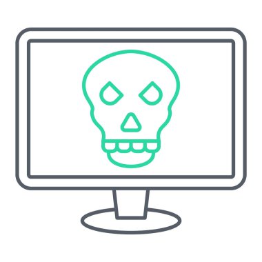 kafatası ve çapraz kemikli vektör çizimi dizaynlı bilgisayar monitörü