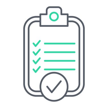 Kontrol listesi simgesi. Pano vektörünün ana hatları çizimi ve ağ için çizgi simgeleri