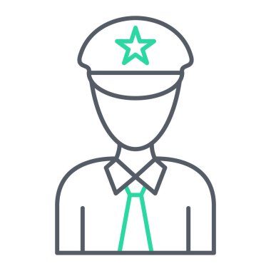 Beyaz arka planda izole edilmiş ana hatlı bir polis ikonu. Ordu sembolü