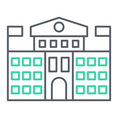 Üniversite binası ikonu. Web için adliye vektör simgelerinin özet çizimi