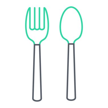 Çatal ve kaşık ikonu. vektör illüstrasyonu