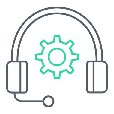 Çağrı merkezi çizgi simgesi, vektör illüstrasyonu