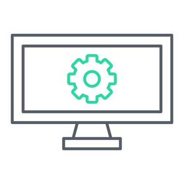 Ayarlar ikon vektör illüstrasyon tasarımı ile bilgisayar monitörü