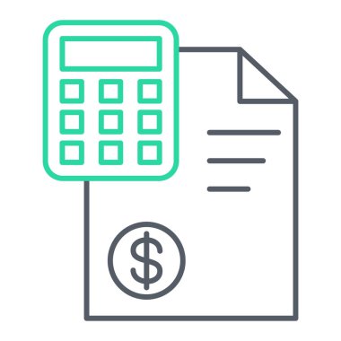 Para ve dolar vektör ikonu tasarımı, finans ve muhasebe temalı hesap makinesi beyaz arkaplan, bankacılık