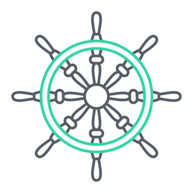 Direksiyon ikonu. Web için gemi dümen vektör çizgisi simgelerinin özet çizimi