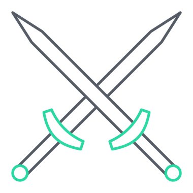 Kılıç simgesi. Web için ortaçağ kılıç vektör simgelerinin özet çizimi