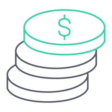 Dolar sikkeleri simgesi. Web için para sikke vektör simgelerinin basit illüstrasyonu