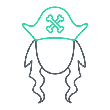 Korsan çizgisi simgesi, ana hat vektör işareti, beyaz üzerine izole edilmiş doğrusal resim. Sembol, logo illüstrasyonu