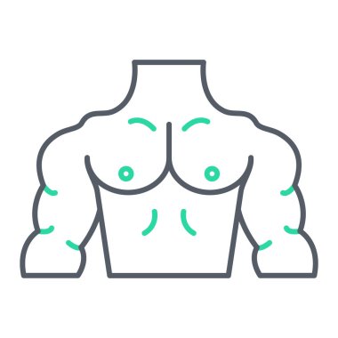 İnsan vücudu simgesi. Göğüs vektörü sembolünün ana hatları.