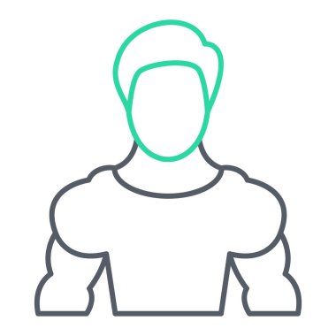 Vücut geliştirme ikonu. Taslak insanlar vektör illüstrasyonu. beyaz arkaplanda izole