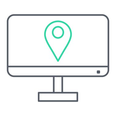 GPS konum simgesi. Çizgi harita işaretleyici vektör resimleme çizelgesi. düzenlenebilir vuruş