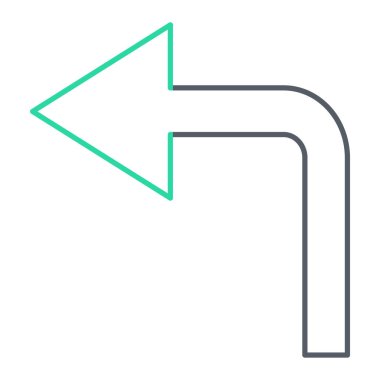 Sola vektör simgesine dön. biçim düz taslak simgeler, sarı renk, beyaz arkaplan.