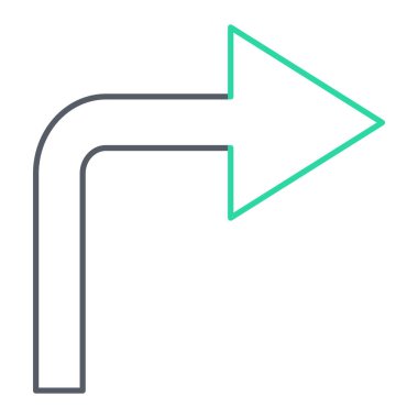 doğru sağa dönüş vektör simgesi. biçim düz çizim sembolü, pürüzsüz renk