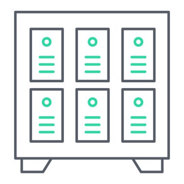 Dolap simgesi vektörü. Ofis mobilyalarının ana hatları. izole edilmiş sınır sembolü çizimi