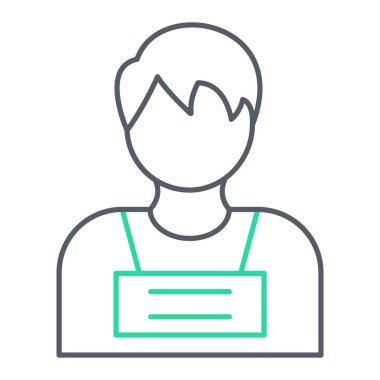 Çanta çizgisi simgesi olan adam, vektör illüstrasyonu