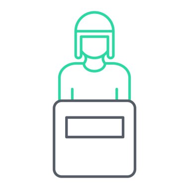 Torba çizgisi simgesi olan adam, ana hat vektör işareti, beyaz üzerine izole edilmiş doğrusal resim. Sembol, logo illüstrasyonu