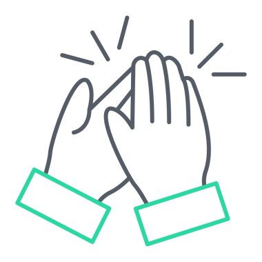 Eldiven ikonuyla el. Ana hatlı vektör çizimi. beyaz arkaplanda izole