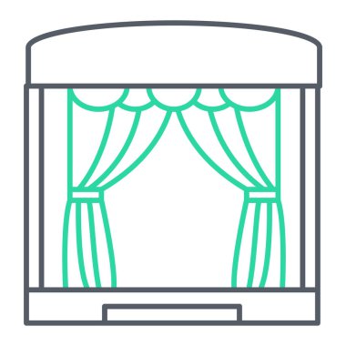 Pencere perdesi simgesi. perde vektör sembolü tasarımının özet çizimi.