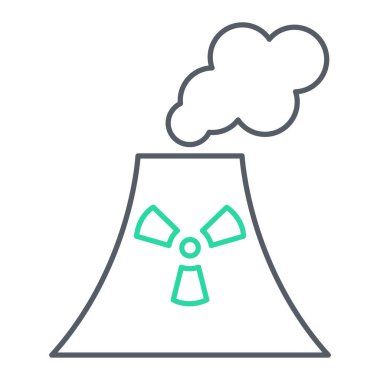 Nükleer enerji hattı ikon vektörü. İnce çizgi işareti. izole edilmiş sınır sembolü çizimi