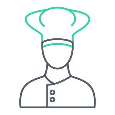 Şef ikonu. Web için aşçı vektör simgelerinin özet çizimi